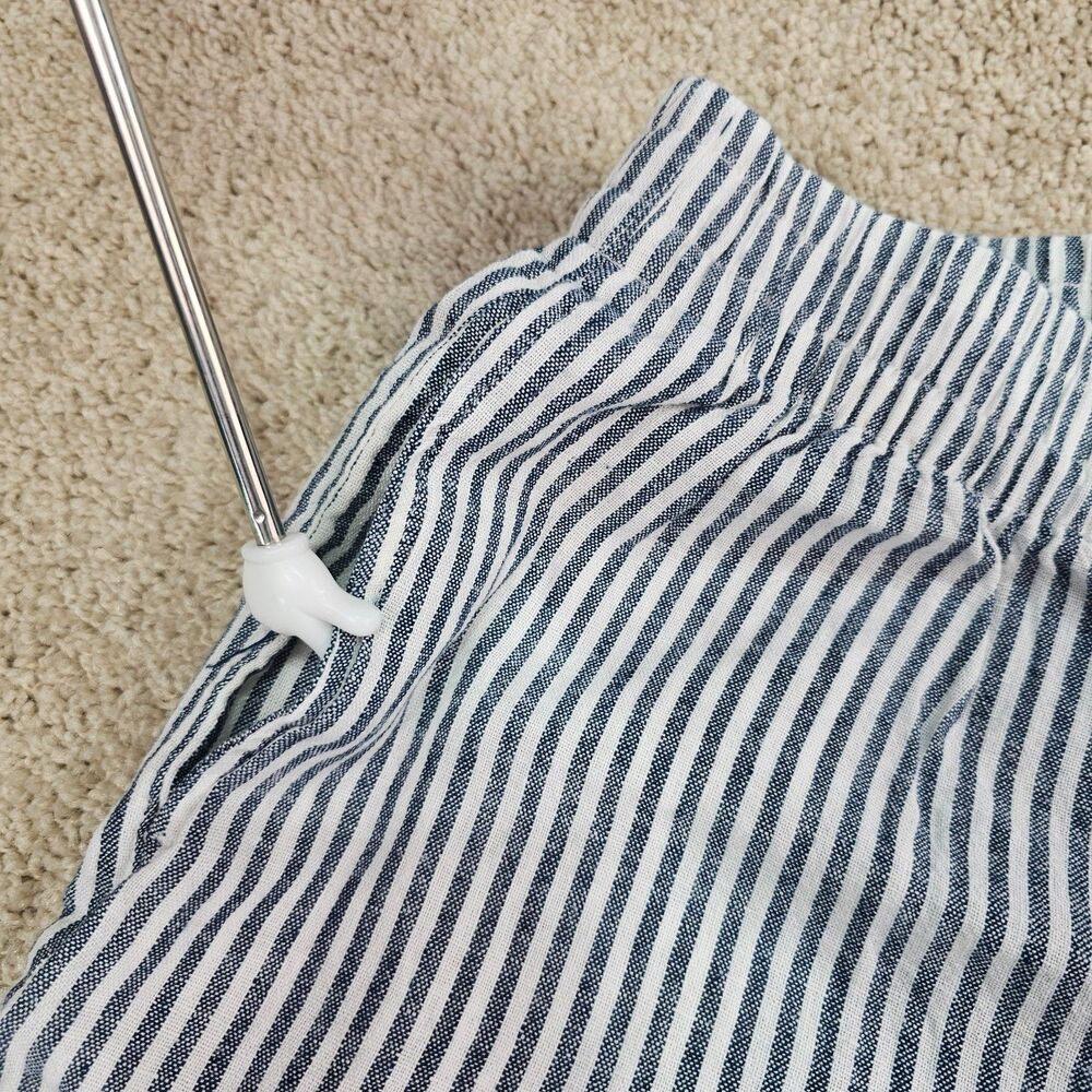 Old Navy High Rise Wide Leg Linen Blend Pants S Blue White Stripe Coastal - Picture 4 of 14